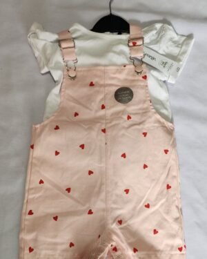 Ensemble salopette fille rose