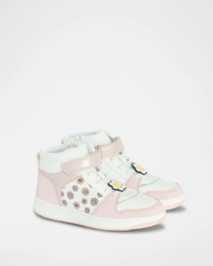 Baskets montantes Cool Club fille – Rose & blanc –smiley
