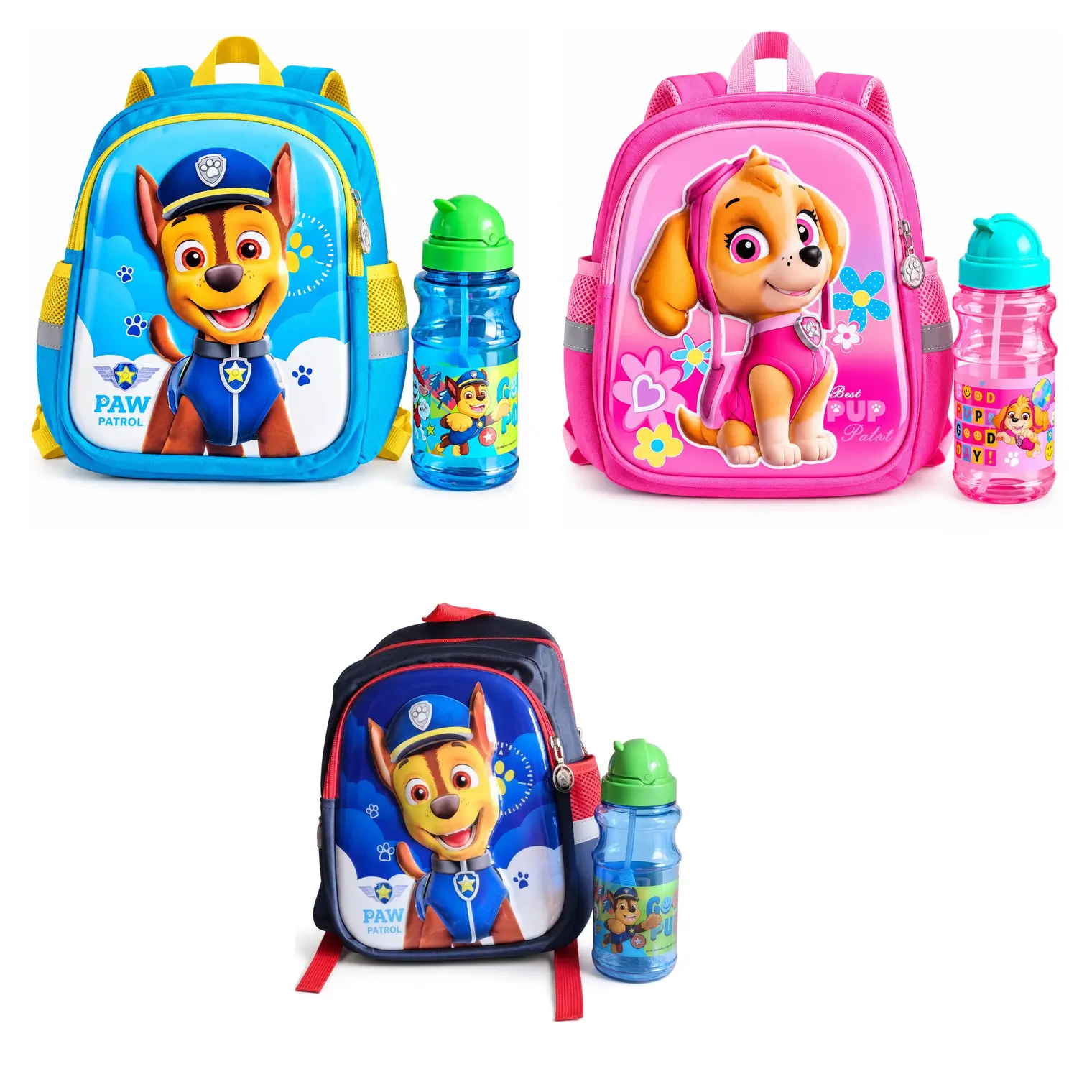 Sac à Dos Pat’Patrouille avec Gourde Assortie – Chase et Stella – Maternelle